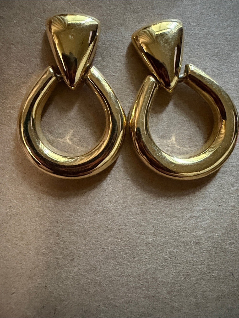 Monet Vintage Gold Plated Door Knocker pierced earrings EUC